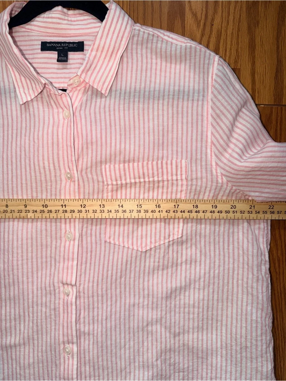 Banana Republic Pink and White Striped Button-Down Shirt